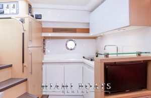 The galley of the 46' Beneteau yacht.