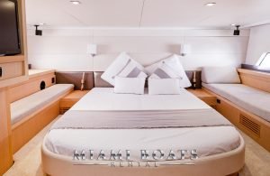Master cabin of the 46' Beneteau yacht.
