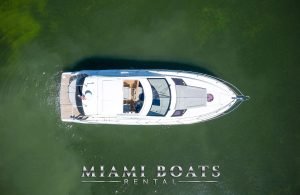 The 46' Beneteau Yacht on the water. View from the top.