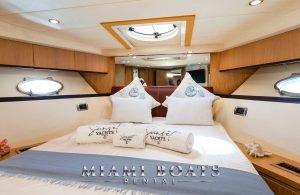 Master cabin of the 55' Astondoa yacht.