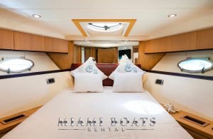 Master bedroom of the 55' Astondoa yacht.
