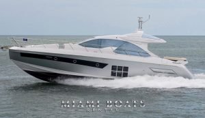 55' Azimut Sport luxury yacht in Miami. View from the side.