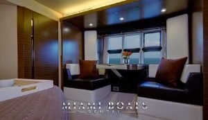 Dining area in the cabin of the 55' Azumut Sport luxury Yacht.