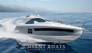 55' Azimut Sport luxury yacht splashing the ocean.