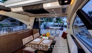 Dining area of the 55' Azimut Sport luxury yacht.