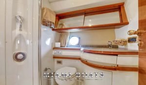 Bathroom of the 55' Azimut wine down yacht.