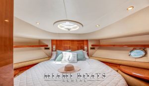 Master bedroom of the 55' Azimut wine down yacht.