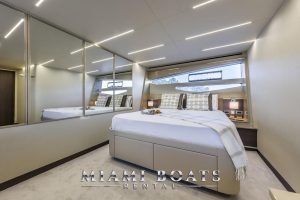 Master bedroom of the 65' Numarine luxury yacht.