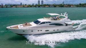 70' Ferretti Luxury Yacht in Miami. Private Yacht Charters Provided by Miami Boats Rental.