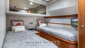 Twin cabin of the 70' Ferretti luxury yacht.