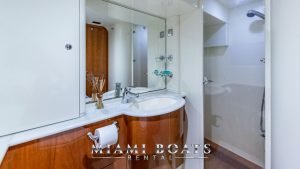 Bathroom of the 70' Ferretti luxury yacht.