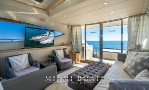 Main salon of the 70' Gianetti Luxury yacht with the ocean view.