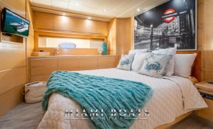 Master bedroom of the 70' Gianetti luxury yacht.