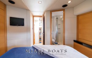 Bedroom of the 70' Sunseeker luxury yacht.