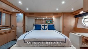 Master cabin of the 75' Aicon luxury yacht.