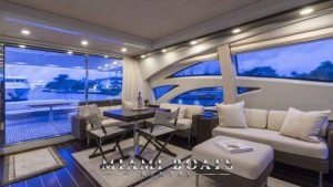 The rest area in the main salon of the 86' Azimut sport yacht.
