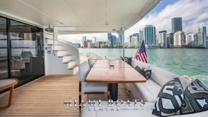 Aft deck of the 88' Princess Luxury yacht. View from the side.