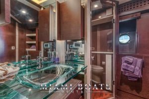 Glass sink in the bathroom of the 103 ft Azimut Luxury Yacht.