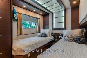 Twin bedroom of the 103 ft Azimut Luxury Yacht.