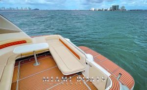 The aft area of the boat. On the picture visible Miami Downtown and North Miami area