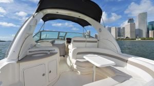 The aft deck of the boat. Sea Ray boat Sundancer