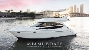 45 foot Meridian Iris Fly Bridge Yacht on Miami Beach marina