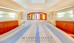 Master bedroom of the 46' Sea Ray yacht.
