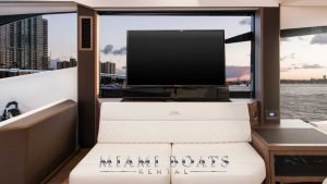 The image of the TV at stateroom of 53' Galeon SKY Yacht Sand Happens