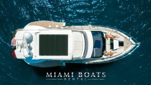 53' Galeon flybridge luxury yacht in Miami. Top view.