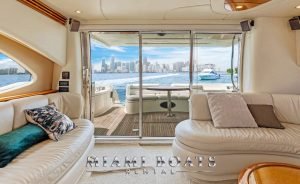 Azimut Yacht 65ft Flybridge Victoria Miami Driving on the Water Luxury Yacht Living Room area