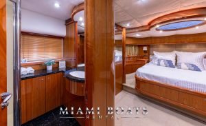 Master bedroom (cabin) of 82' Sunseeker Yacht in Miami