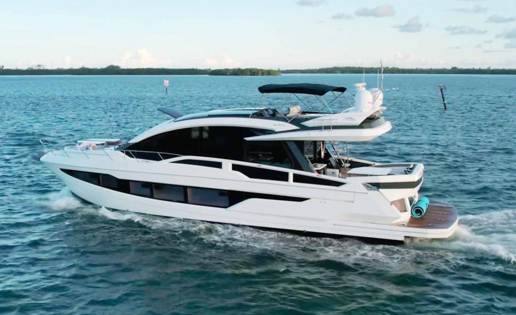 Galeon Yacht SKYDECK 60 ft. Boat on the water. Private Yacht Charter