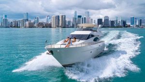 Azimut Yacht 80ft Salt Shaker is the flybridge yacht available for yacht rental in miami