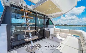 Image of back deck area of 2020 year Regal Yacht. Beautiful sitting aft deck area of Luxury yacht in Miami of the 42' Regal Yacht Fly