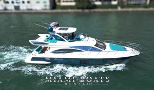 Enjoy your Luxury Yacht Rental in Miami on 58' Azimut Flybridge. Yacht cruising through Miami River