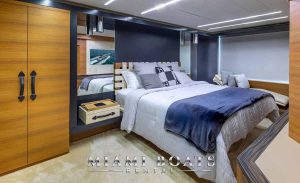 Modern Interior Design inside 92' Pershing Yacht Arena displayed bedroom