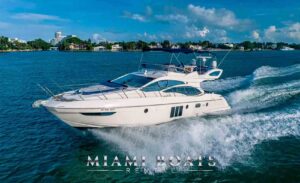Azimut Yacht 55 ft - Miami Boats Rental. Yacht cruising on Miami water
