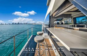 The fold-out side deck bar of the 68' Galeon yacht