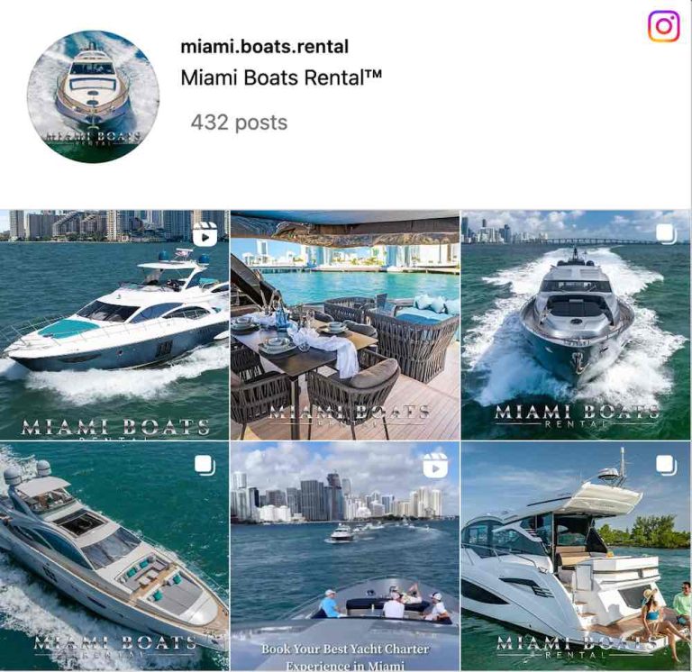 Miami Boats Rental Instagram Accounts